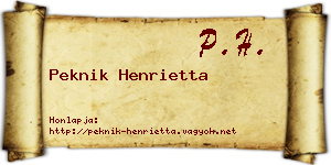 Peknik Henrietta névjegykártya